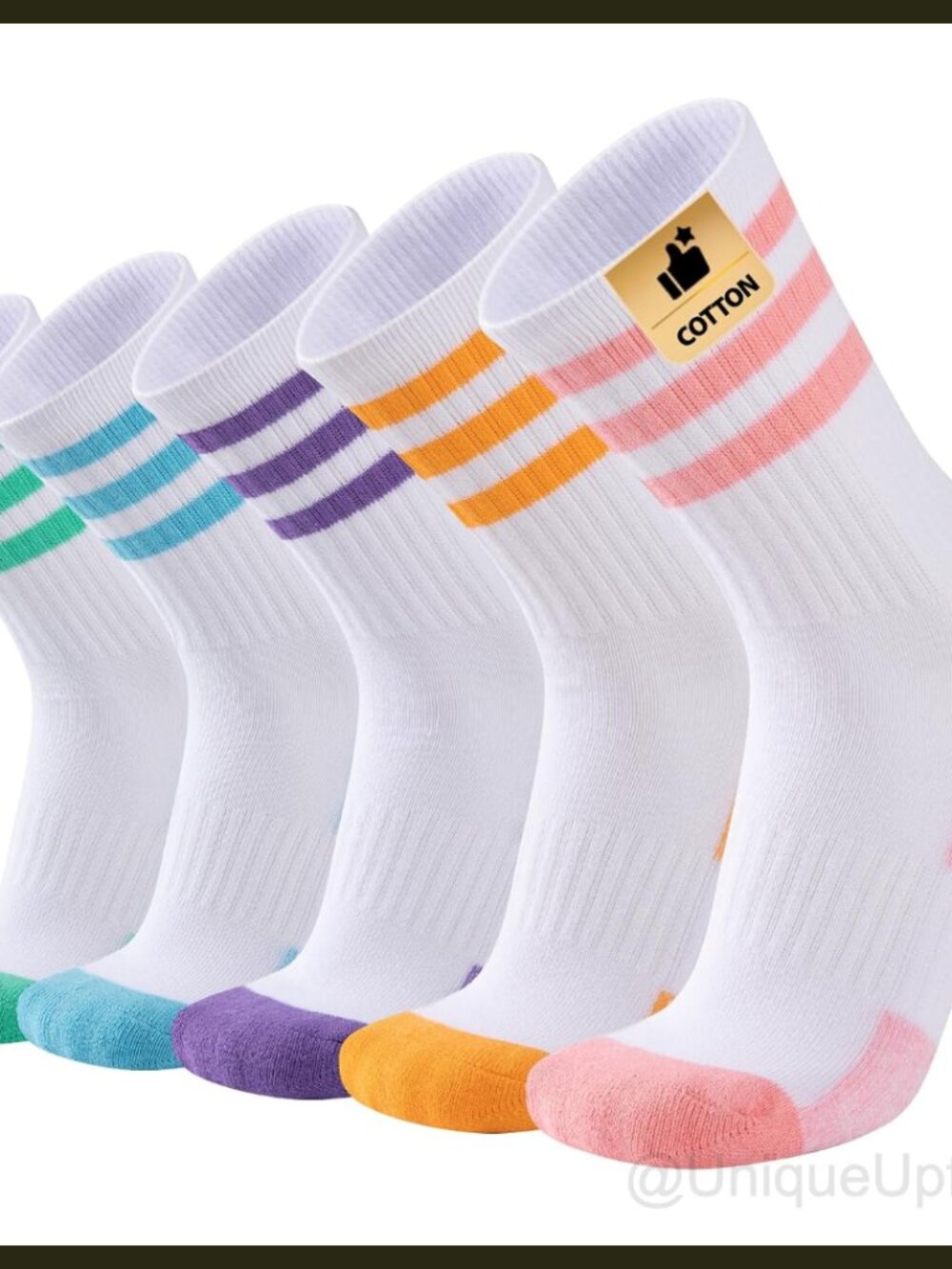 Womens Athletic Crew Socks Cushioned Cotton Wicking Outdoor Sports 5 Pairs